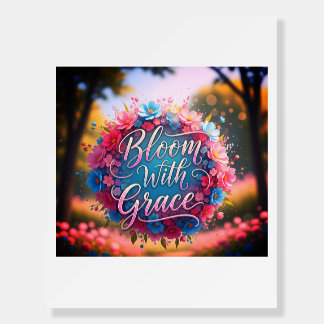 "Bloom With Grace" Floral Quote Poster – Growth &