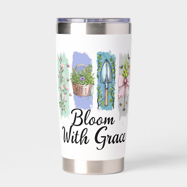 Bloom with Grace Garden Floral Art Insulated Tumbler (Back)