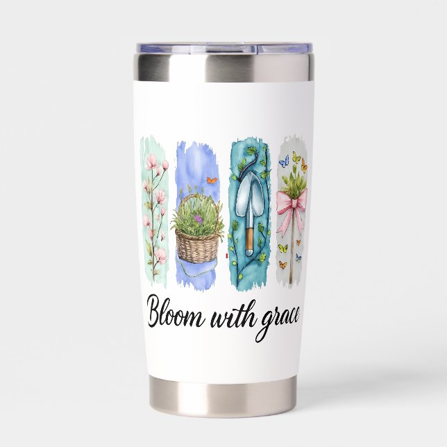 Bloom with Grace Garden Floral Art Insulated Tumbler (Front)