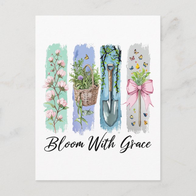 Bloom with Grace Garden Floral Art Postcard (Front)