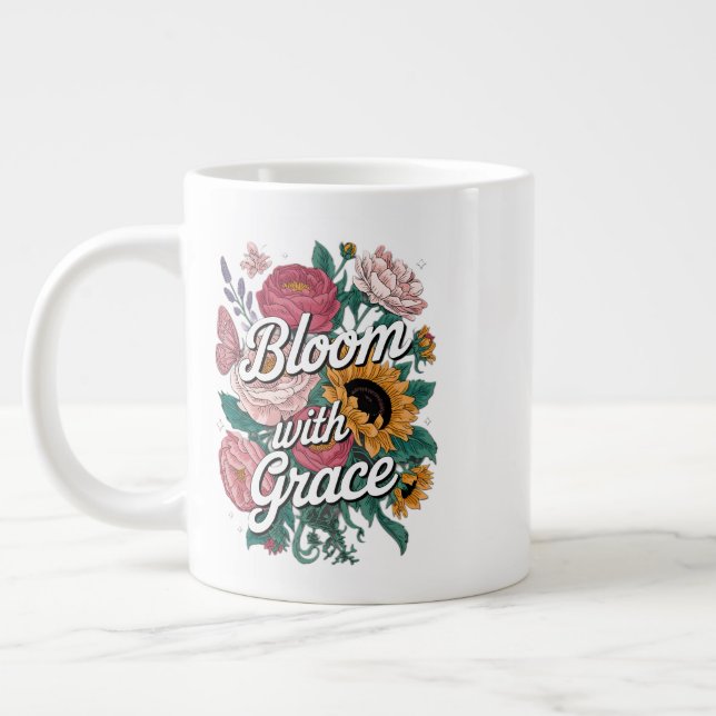 Bloom With Grace  Giant Coffee Mug (Left)