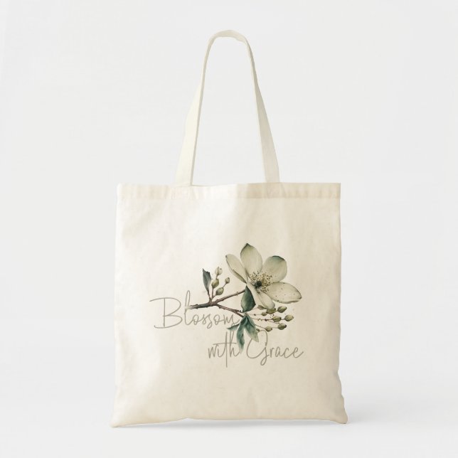  Bloom With Grace Inspirational Floral Tote Bag (Front)