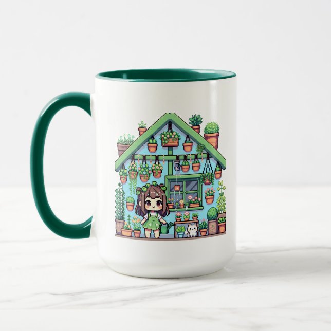 Bloom with Grace | Kawaii Girl with Plants Mug (Left)
