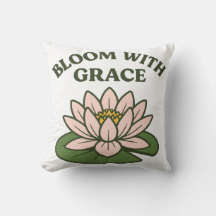 Bloom With Grace - Minimalist Pink Waterlily Throw Pillow