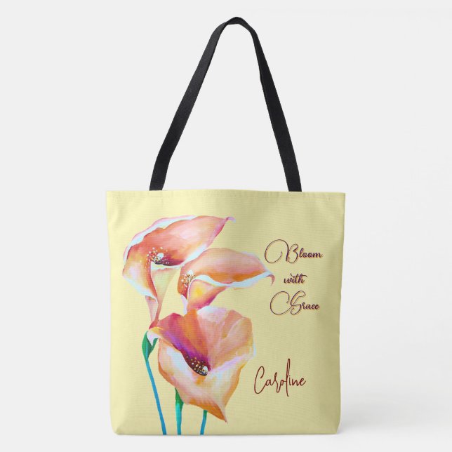 Bloom with Grace Pastel Fluid Colors Tote Bag (Front)