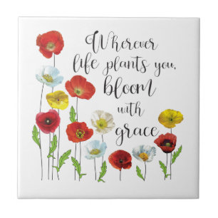 Bloom with grace-Poppy flowers Ceramic Tile