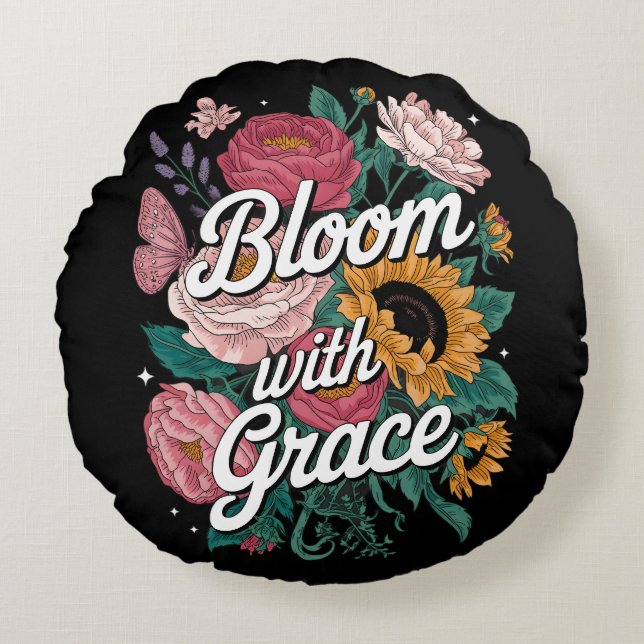 Bloom With Grace  Round Pillow (Front)