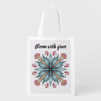 Bloom With Grace: Spring Floral Grocery Bag by borianag at Zazzle