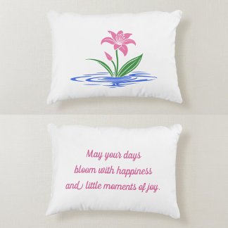 Bloom With Happiness | Floral Inspirational Quote Accent Pillow