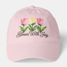 Bloom With Joy Pink Yellow Tulip Floral Baseball