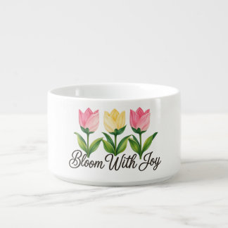 Bloom With Joy Pink Yellow Tulip Floral Chili Bowl