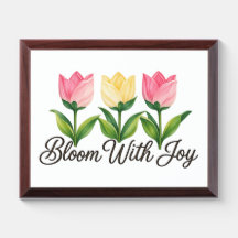 Bloom With Joy Pink Yellow Tulip Floral Wall Plaqu