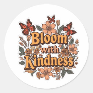 Bloom With Kindness Retro Floral Sticker