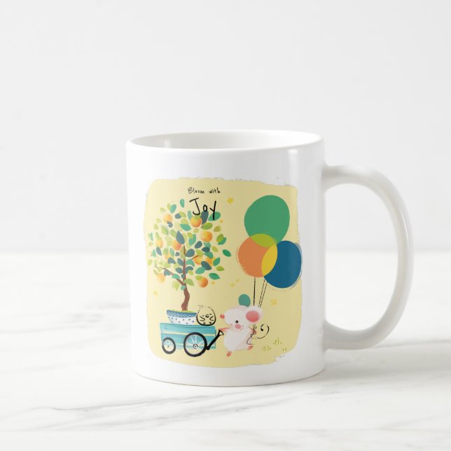 Bloom with Love Balloon Rat Mouse Cute Coffee Mug (Right)