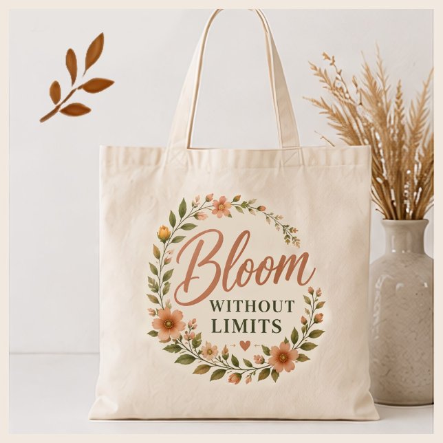 Bloom without Limits Floral Graphic Canvas Tote Bag (Creator Uploaded)