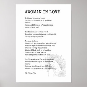Bloom woman in love poem wall decor art 