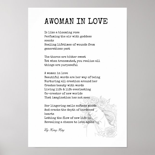 Bloom woman in love poem wall decor art  (Front)