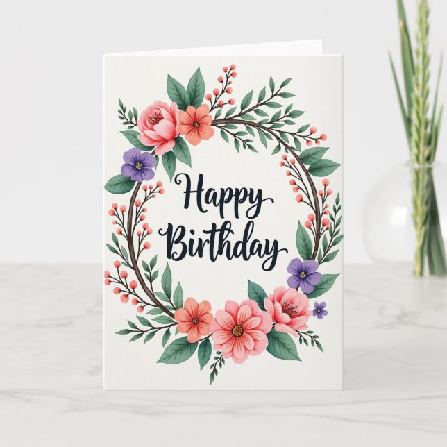 Bloom Wreath Birthday Card (Front)