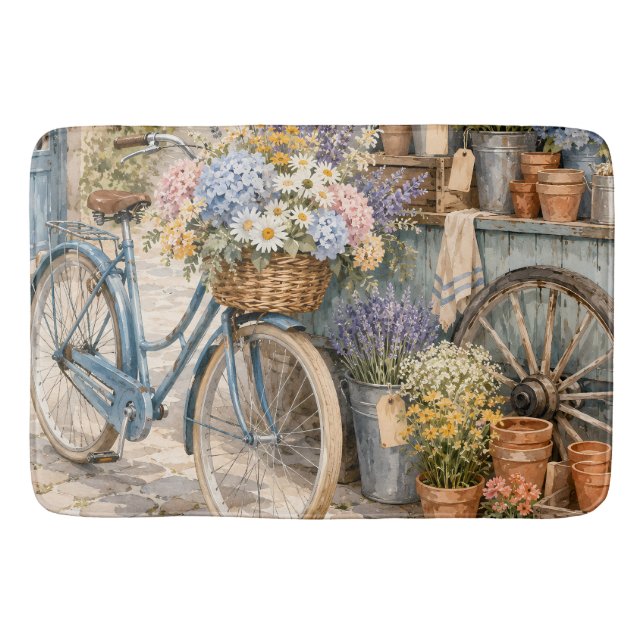 Bloomcore Flower Market Bicycle Bath Mat (Front)