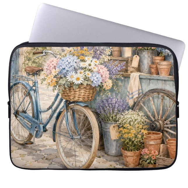 Bloomcore Flower Market Bicycle Laptop Sleeve (Front)