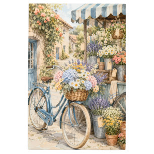 Bloomcore Flower Market Bicycle Metal Print