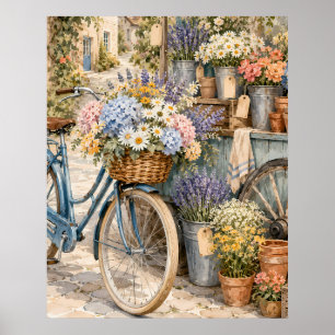 Bloomcore Flower Market Bicycle Poster