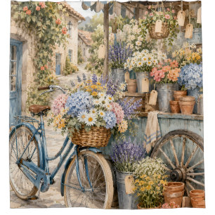 Bloomcore Flower Market Bicycle Shower Curtain