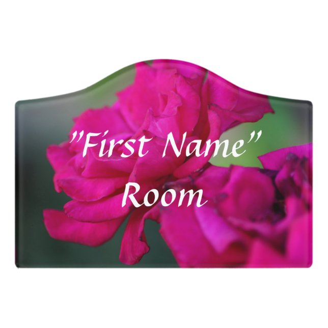 Bloomed Pink Rose Door Sign (Small Crest Front)