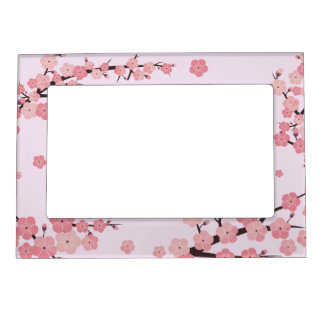 Bloomed sakura flowers magnetic frame