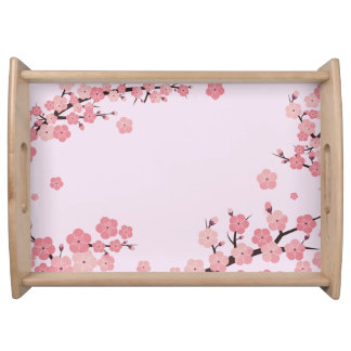 Bloomed sakura flowers serving tray