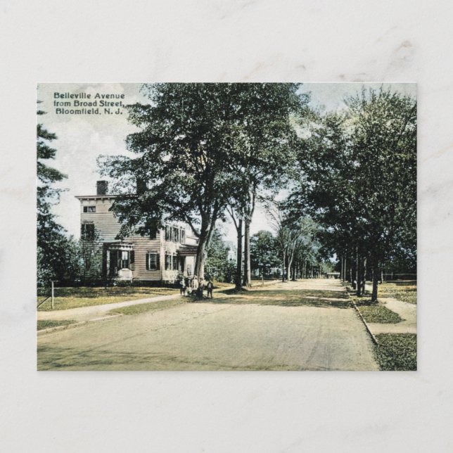 Bloomfield NJ, Belleville Ave, 1910s Vintage Postcard (Front)