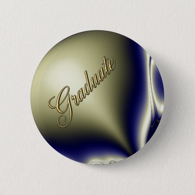 Bloomin Blue Fractal Graduate Button (Front)