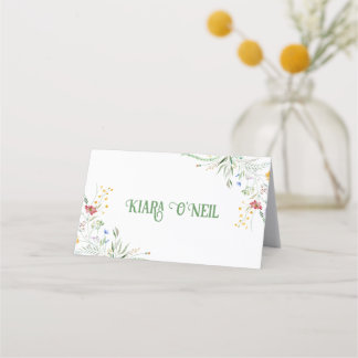 Bloomin' Whimsy" Wildflower Wedding Reception Place Card