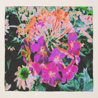 Blooming Abstract Magenta and Orange Flower Scarf