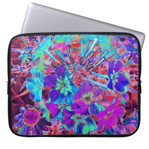 Blooming Abstract Purple and Blue Flower Laptop Sleeve