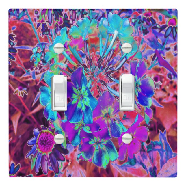 Blooming Abstract Purple and Blue Flower Light Switch Cover (In Situ)