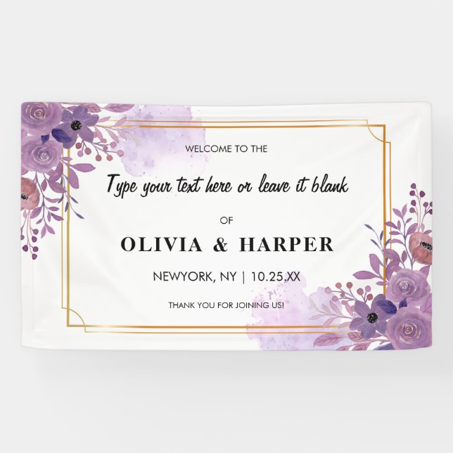 Blooming Amethyst Vintage Golden Frame Backdrop Banner (Horizontal)