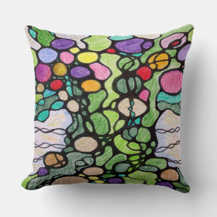 Blooming and Fruiting Tree of Life Painting Throw Pillow