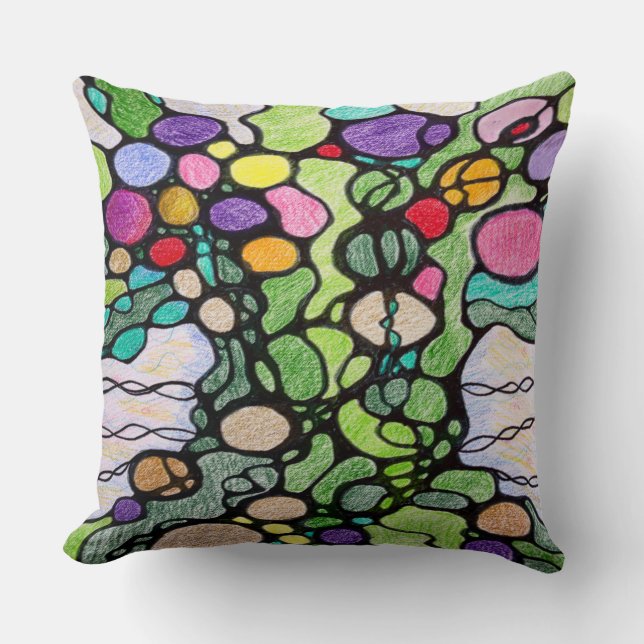 Blooming and Fruiting Tree of Life Painting Throw Pillow (Front)