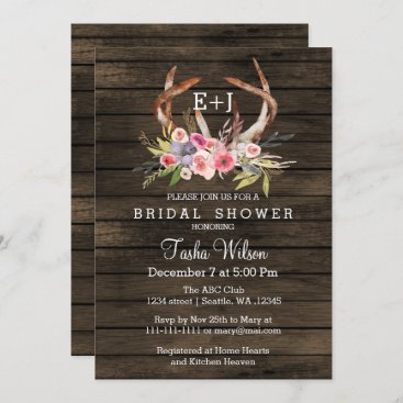 Blooming Antlers Country Chic Bridal Shower Invite