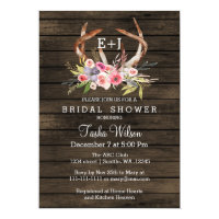 Blooming Antlers Country Chic Bridal Shower Invite