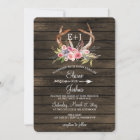 Blooming Antlers Country Chic Wedding Invitations