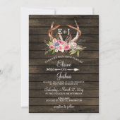 Blooming Antlers Country Chic Wedding Invitations (Front)