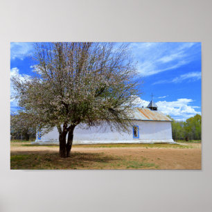 Blooming Apple Tree, Sangre De Cristo Chapel, N.M. Poster