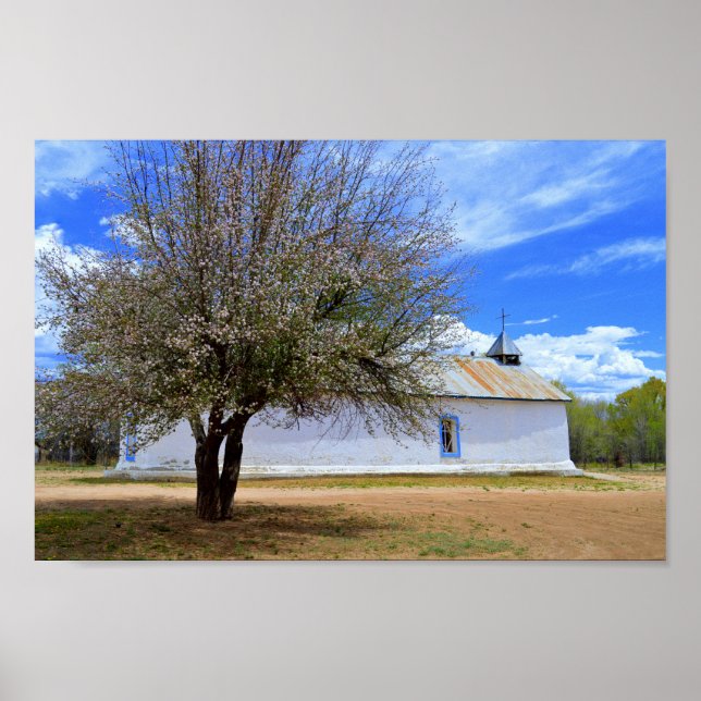 Blooming Apple Tree, Sangre De Cristo Chapel, N.M. Poster (Front)