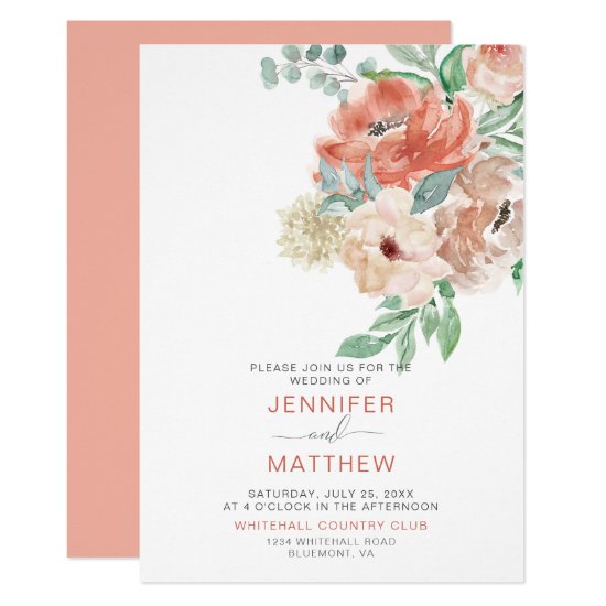 Blooming Apricot Floral Bouquet - Apricot Back | Invitation