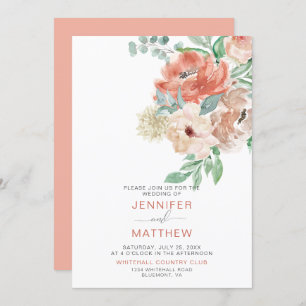Blooming Apricot Floral Bouquet - Apricot Back Invitation