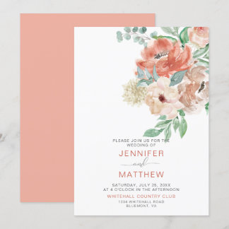 Blooming Apricot Floral Bouquet - Apricot Back | Invitation