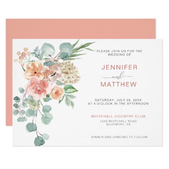 Blooming Apricot Floral Bouquet Horizontal| Invitation