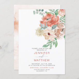 Blooming Apricot Floral Bouquet Invitation